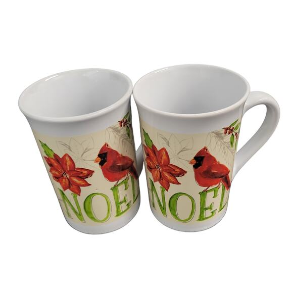 Royal Norfolk Coffee Cups Noel Christmas Holiday with a Cardinal Design Set of 2 - Picture 1 of 10